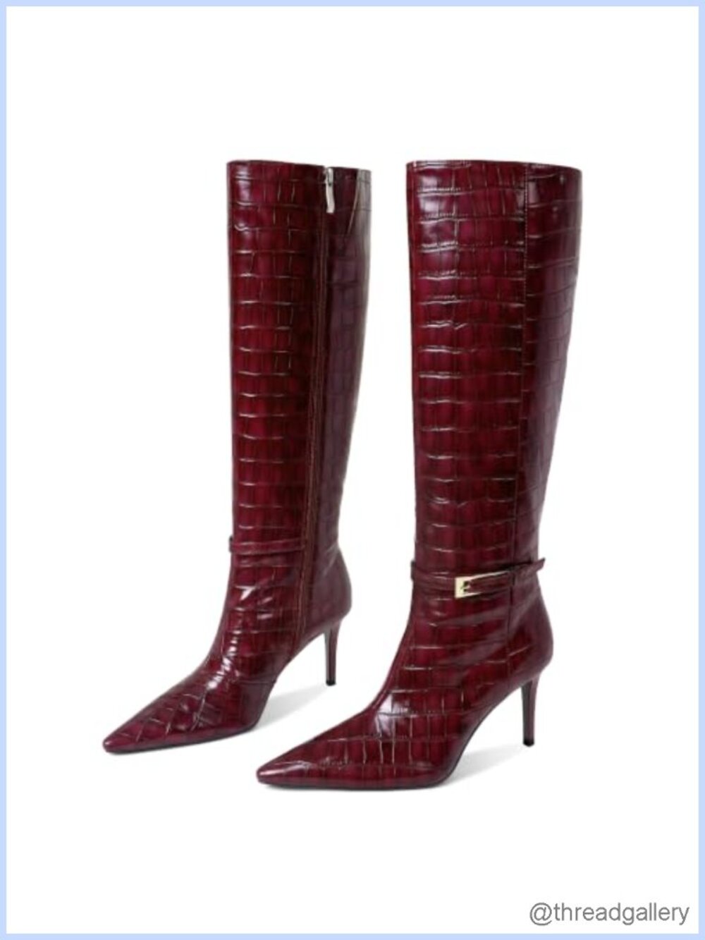 Women's Faux Leather Knee High Stiletto Heel Boots Pointed Toe